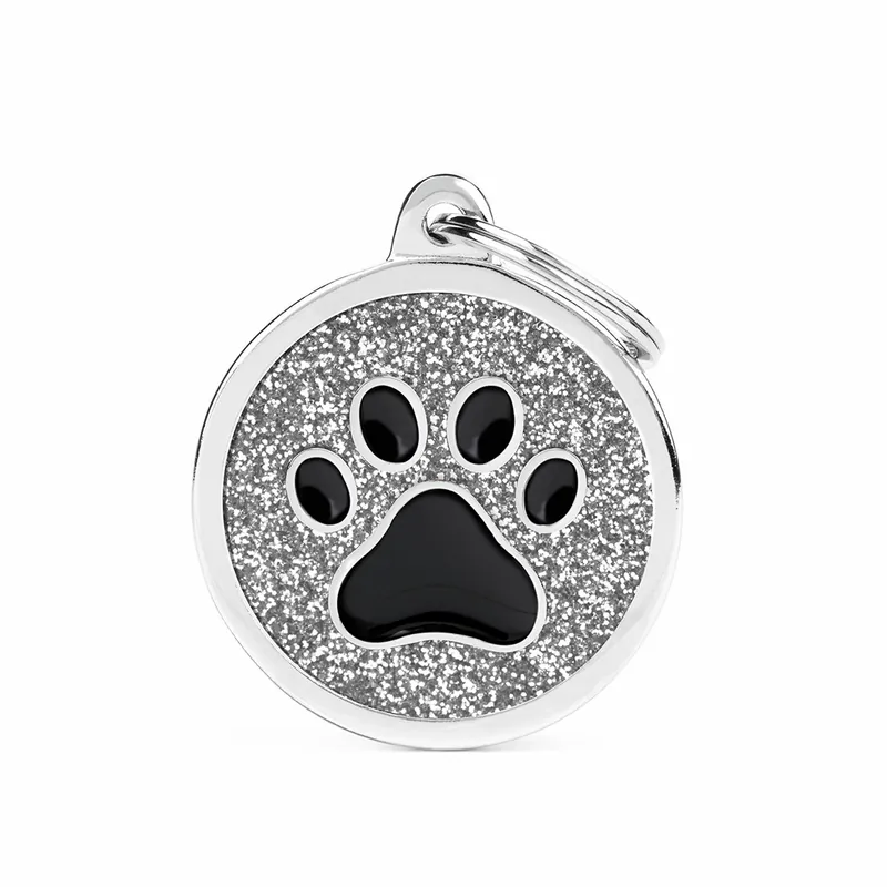 Highlight MY FAMILY Big Glitter Circle grey Black Paw